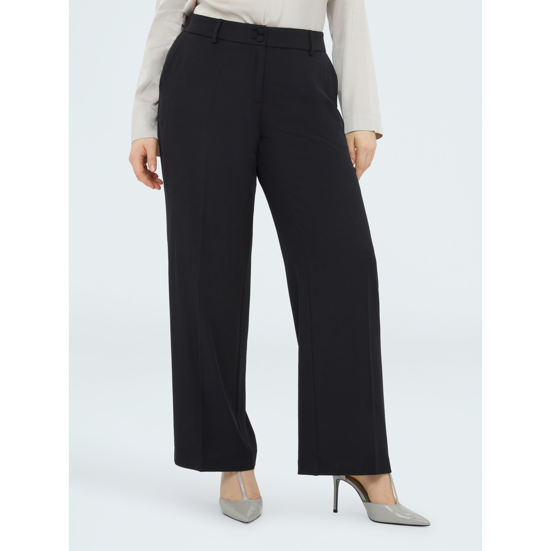 Fiorella Rubino - Pantaloni Wide Leg in tessuto fluido - Nero