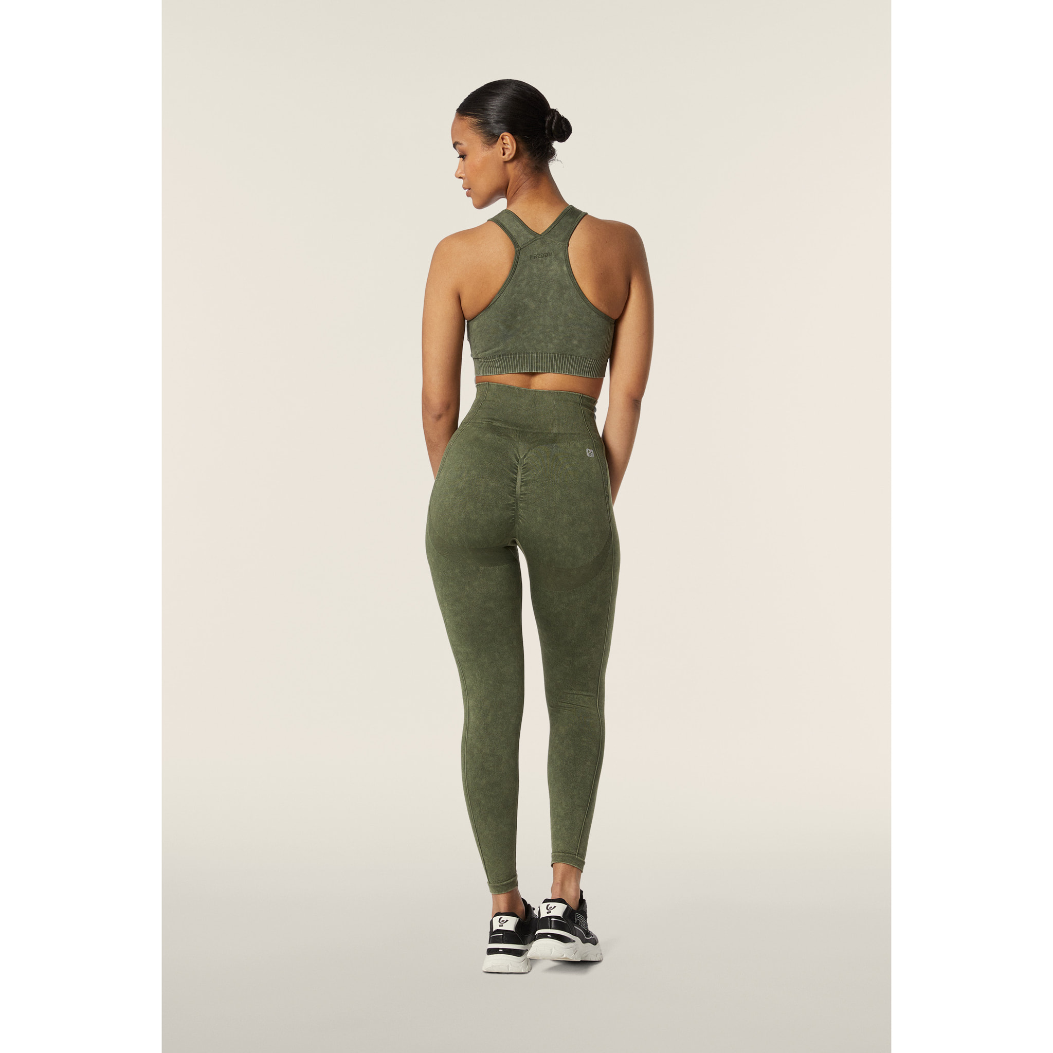 Top sportivo seamless ice wash con spalline incrociate