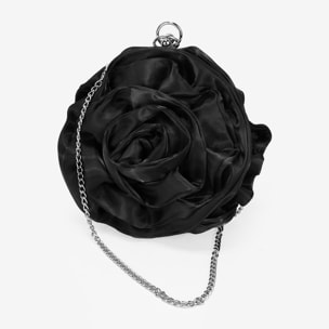 Bolso de fiesta negro con forma de flor
