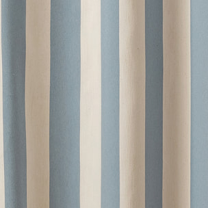 Rideau à rayures verticales en armure satin avec œillets - Bleu ciel