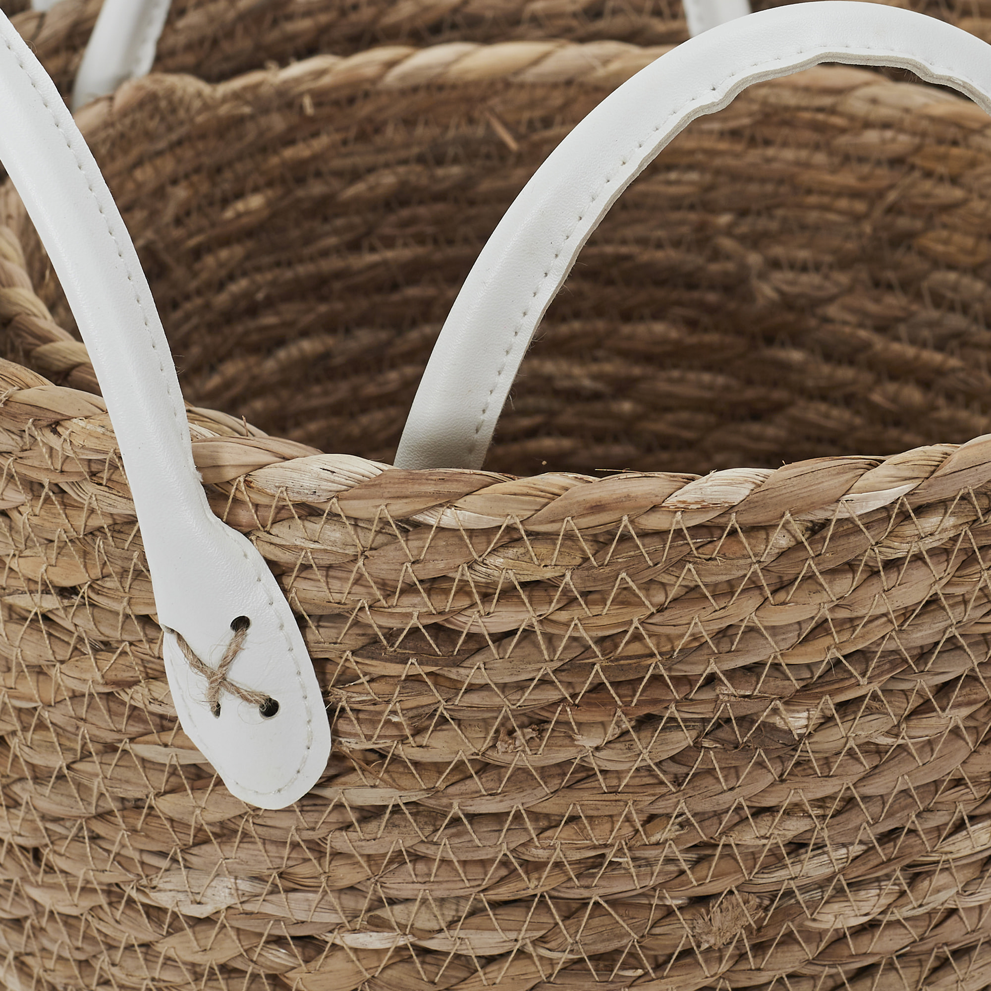 Panier Tresse Anses Imitation Cuir X3
