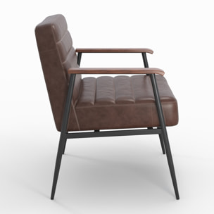 Fauteuil Hugues en cuir marron