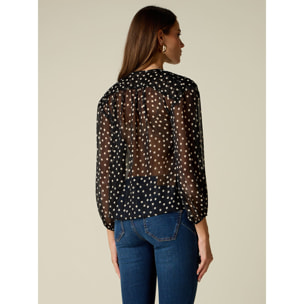 Oltre - Blusa in georgette a pois - Nero