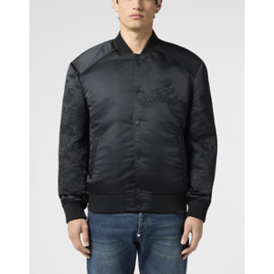 PHILIPP PLEIN Satin Bomber Jacket Skull Dragons Dragons