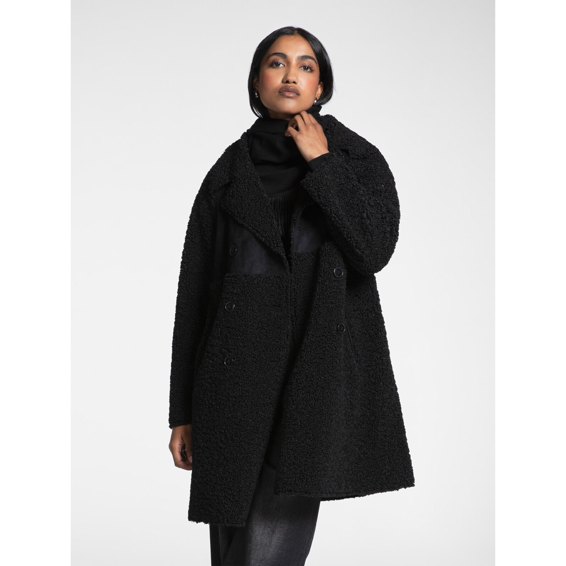 Elena Mirò - Cappotto teddy - Nero