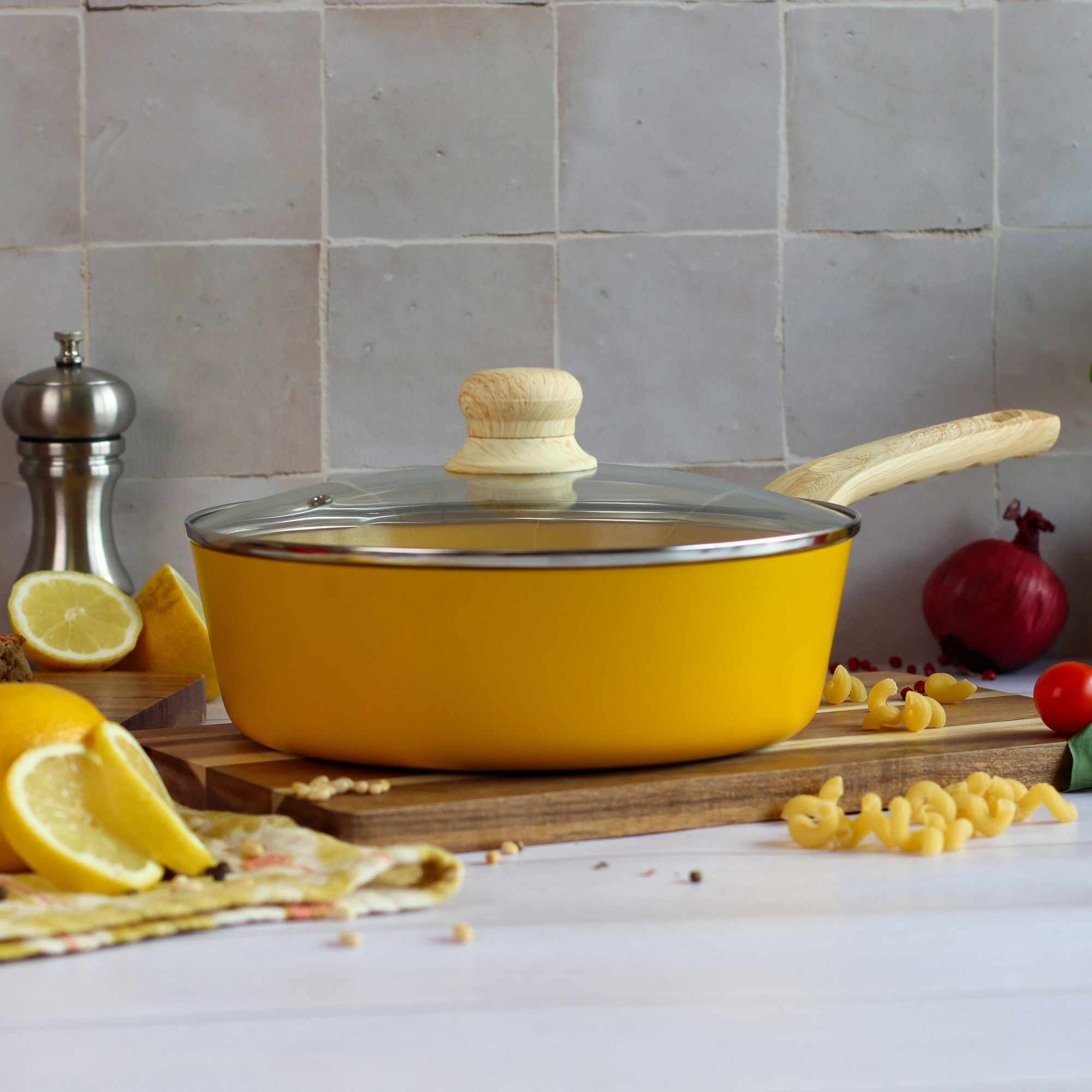 Sauteuse 24cm avec revêtement céramique jaune - tous feux COLORAMA