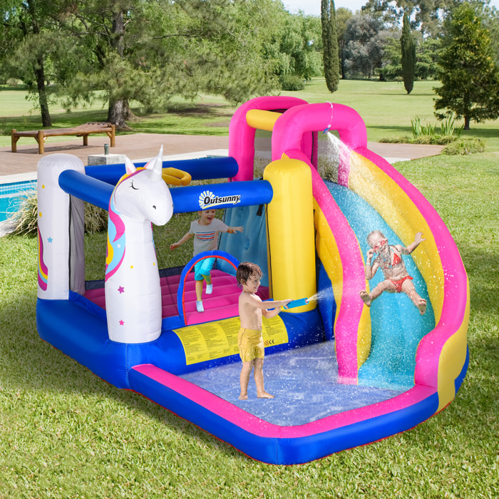 Castillo Hinchable Infantil con Tobogán Piscina Cama de Salto Inflador y Bolsa de Transporte 360x305x210 cm Multicolor