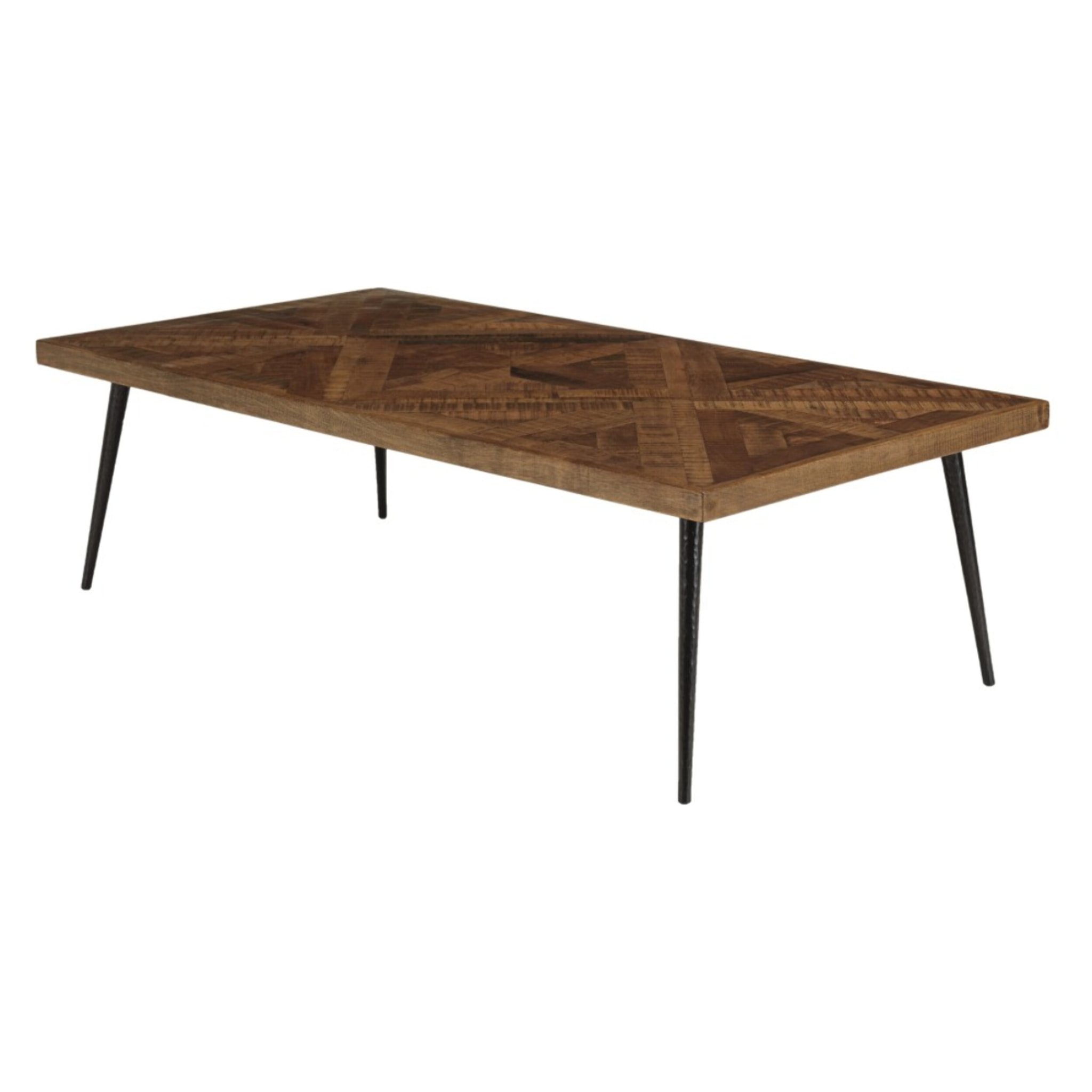 KIARA - Table basse rect. 135x70cm bois recyclé pieds métal