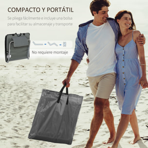 Set de 2 Esterillas de Playa Plegables 124x53x35-45 cm con Respaldo Ajustable 5 Niveles y Reposacabezas Esteras de Playa Portátil Tela Oxford Acero con Bolsa Transporte para Jardín Gris