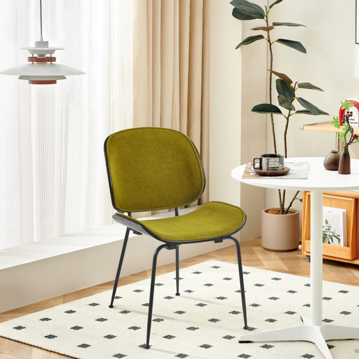 Set da 4 sedie da sala da pranzo verdi con gambe in metallo nere - Elizabeth