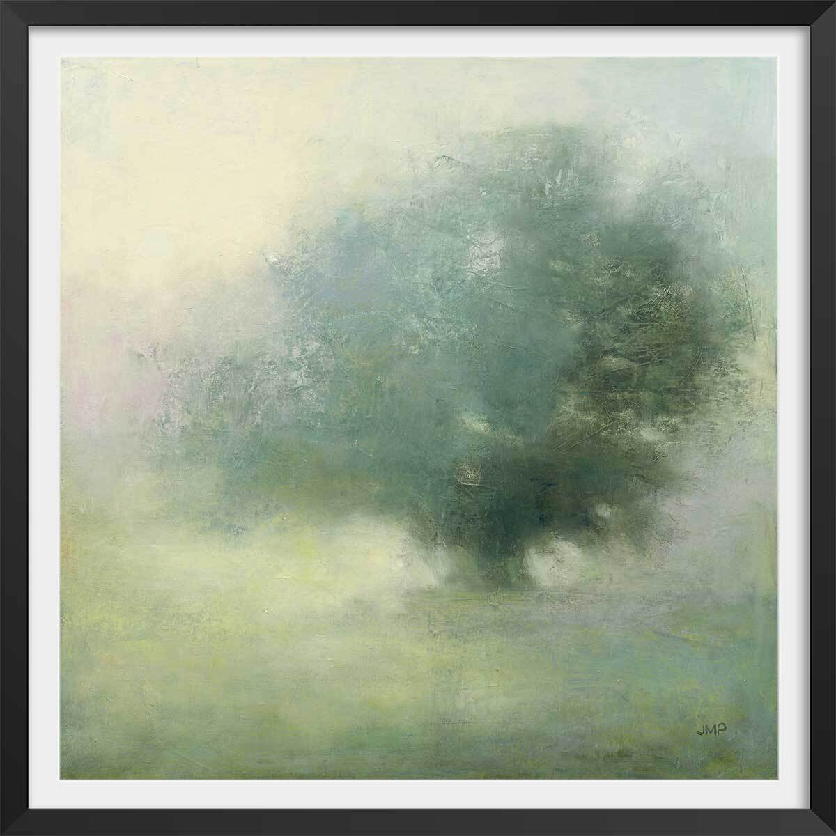 Affiche Brume verte Affiche + cadre en bois - Noir