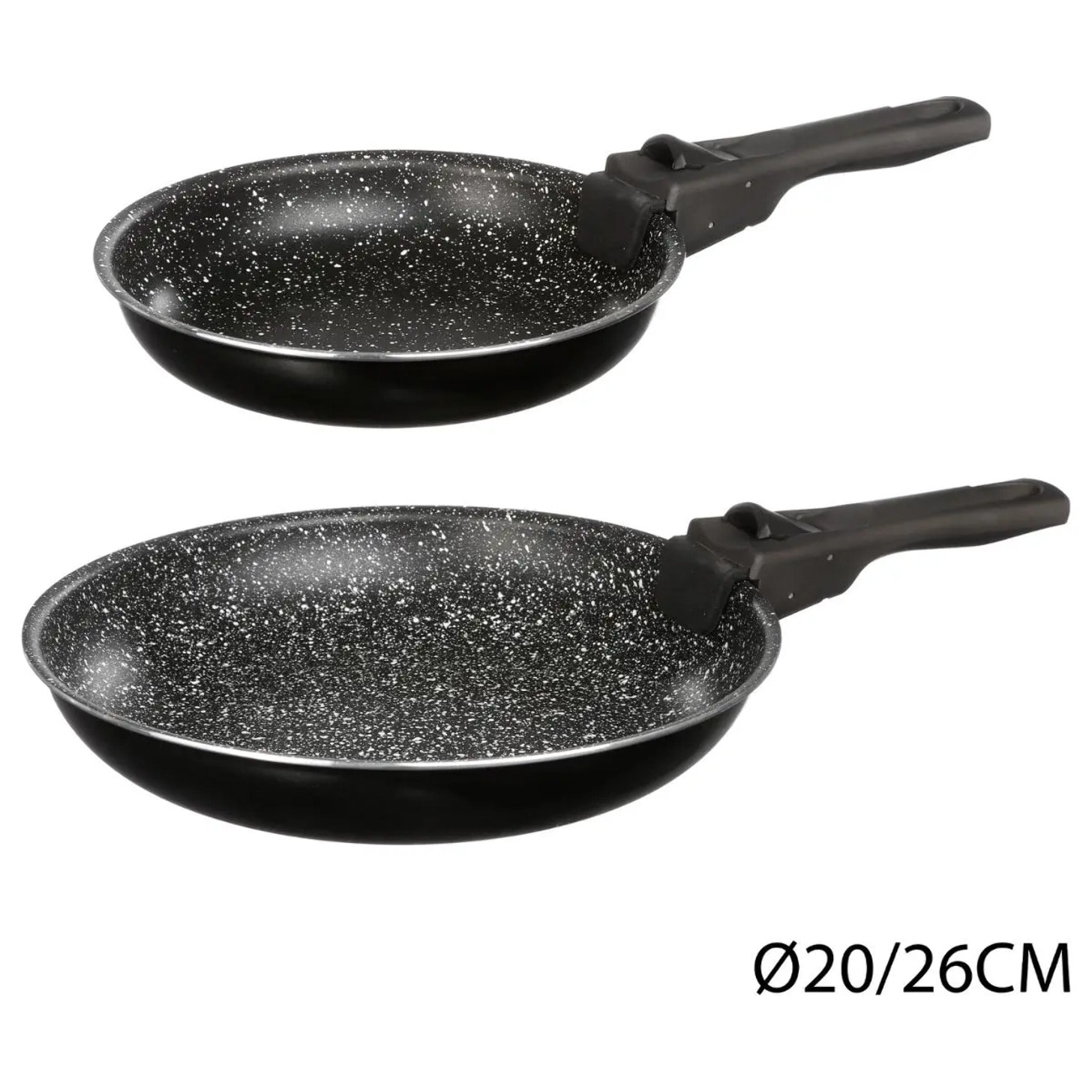 2 poêles aluminium poignée amovible 20/26cm