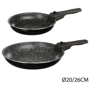 2 poêles aluminium poignée amovible 20/26cm