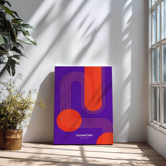 Tableau géométrique moderne violet et orange Toile imprimée