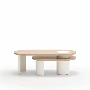 Mesa de centro Nori natural claro y patas crema