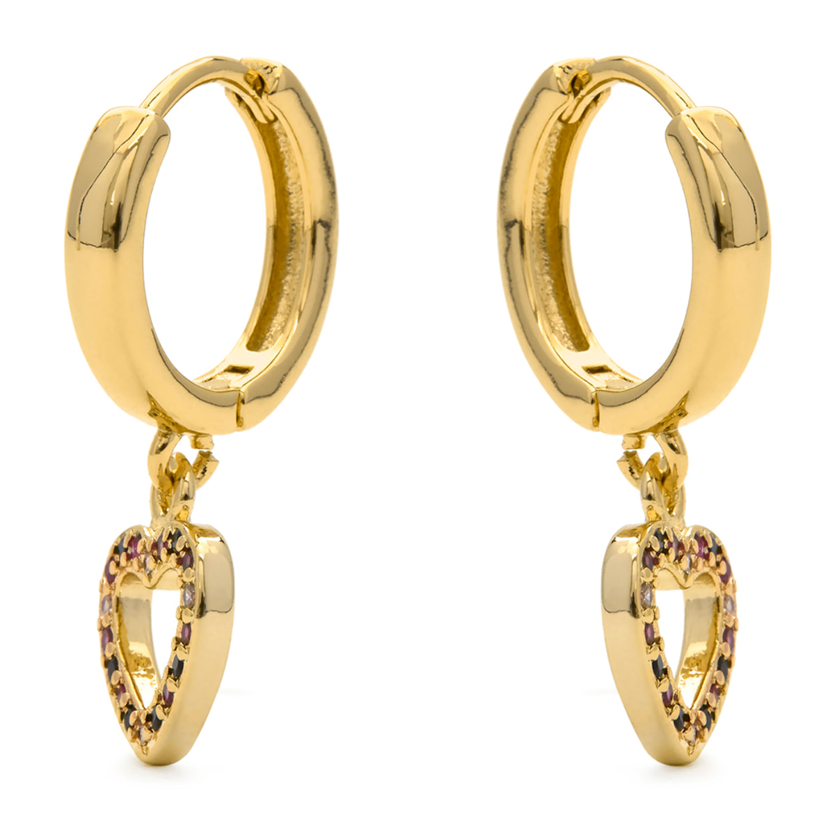Pendientes de Circonita Multicolor acabados en oro amarillo de 18k