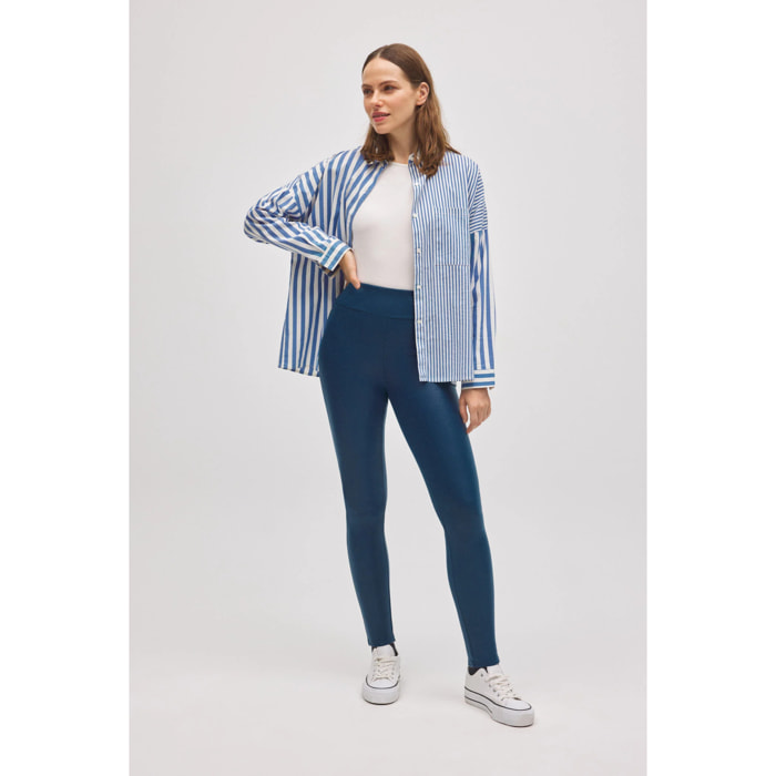 Leggings termici effetto pelle blu