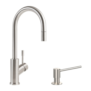 Robinet cuisine Umbrella flex + Distributeur de savon Acier massif