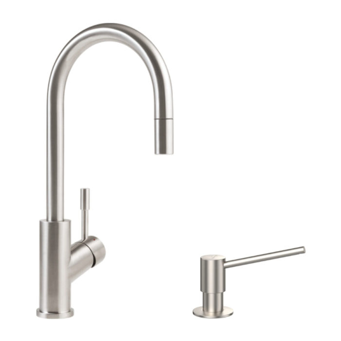 Robinet cuisine Umbrella flex + Distributeur de savon Acier massif