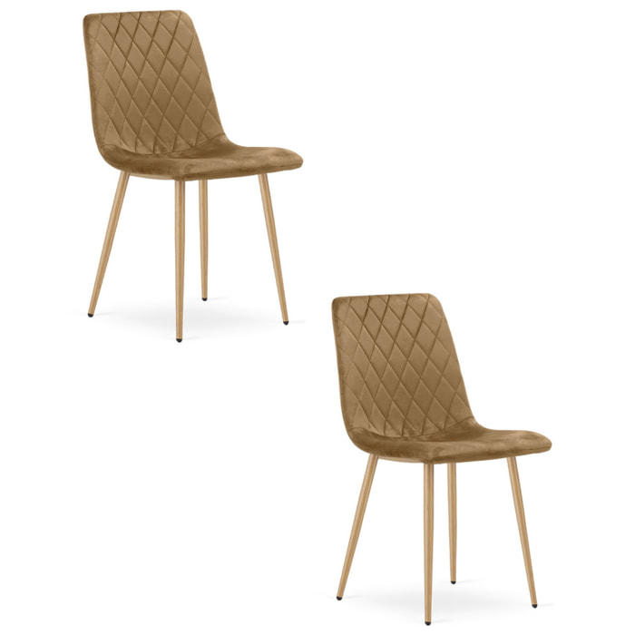 Set di 2 sedie Turin in velluto marrone e gambe effetto legno