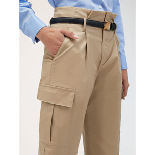 Motivi - Pantalón cargo con pliegues - Beige