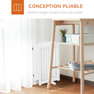 Barrière modulable pliable barrière de sécurité avec porte verrouillable intégrée dim. 155L x 35l x 76H cm MDF blanc