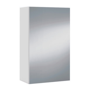 Pensile Bagno Con Anta A Specchio E Ripiani Interni Mobile Sospeso Salvaspazio In Melaminico Arredo Bagno Moderno Minimal  65 x 40 x 21 Cm Bianco