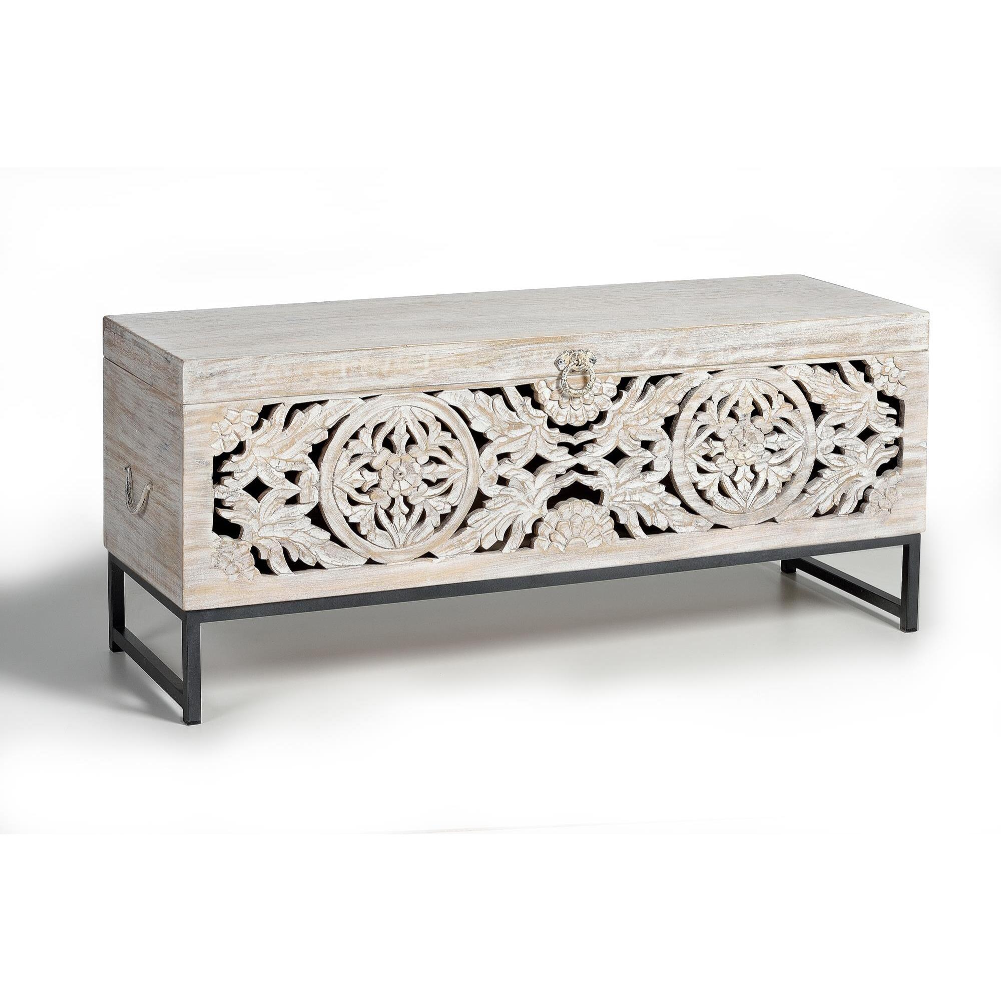 Baúl - madera de mango y metal - 50x116x40cm