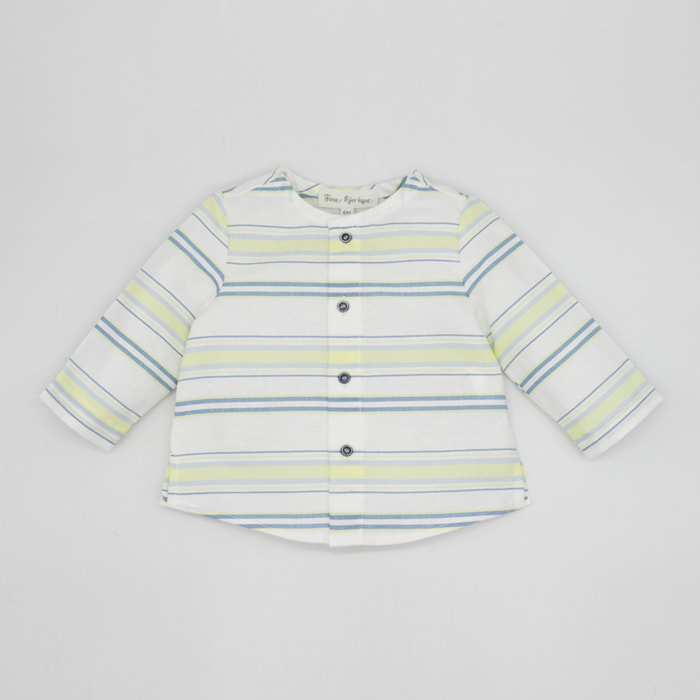 CAMISA RAYAS ANCHAS AZUL Y AMARILLO