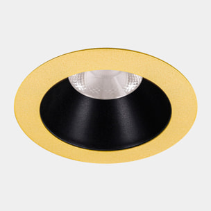 LedsC4 Downlight LED Regulable 14.3W, Luz Cálida 3000K, Diseño Moderno Oro y Negro, Protección IP20/IP54, 1381 Lúmenes, Diámetro 90mm, Ideal para Interiores y Exteriores