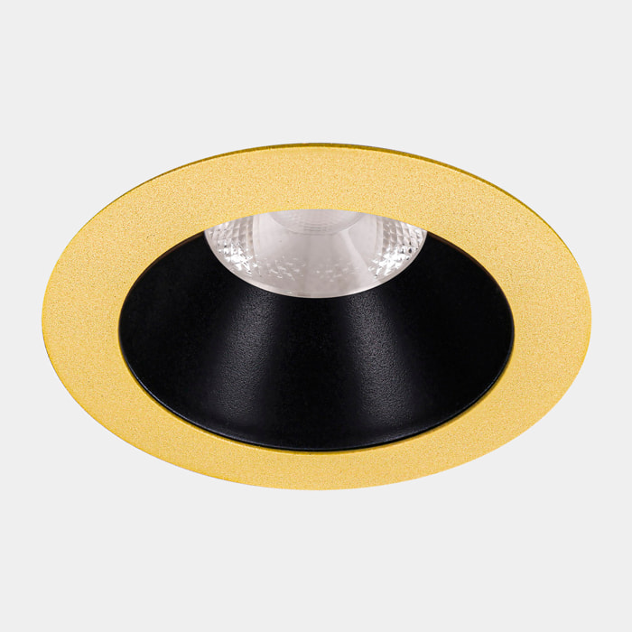 LedsC4 Downlight LED Regulable 14.3W, Luz Cálida 3000K, Diseño Moderno Oro y Negro, Protección IP20/IP54, 1381 Lúmenes, Diámetro 90mm, Ideal para Interiores y Exteriores