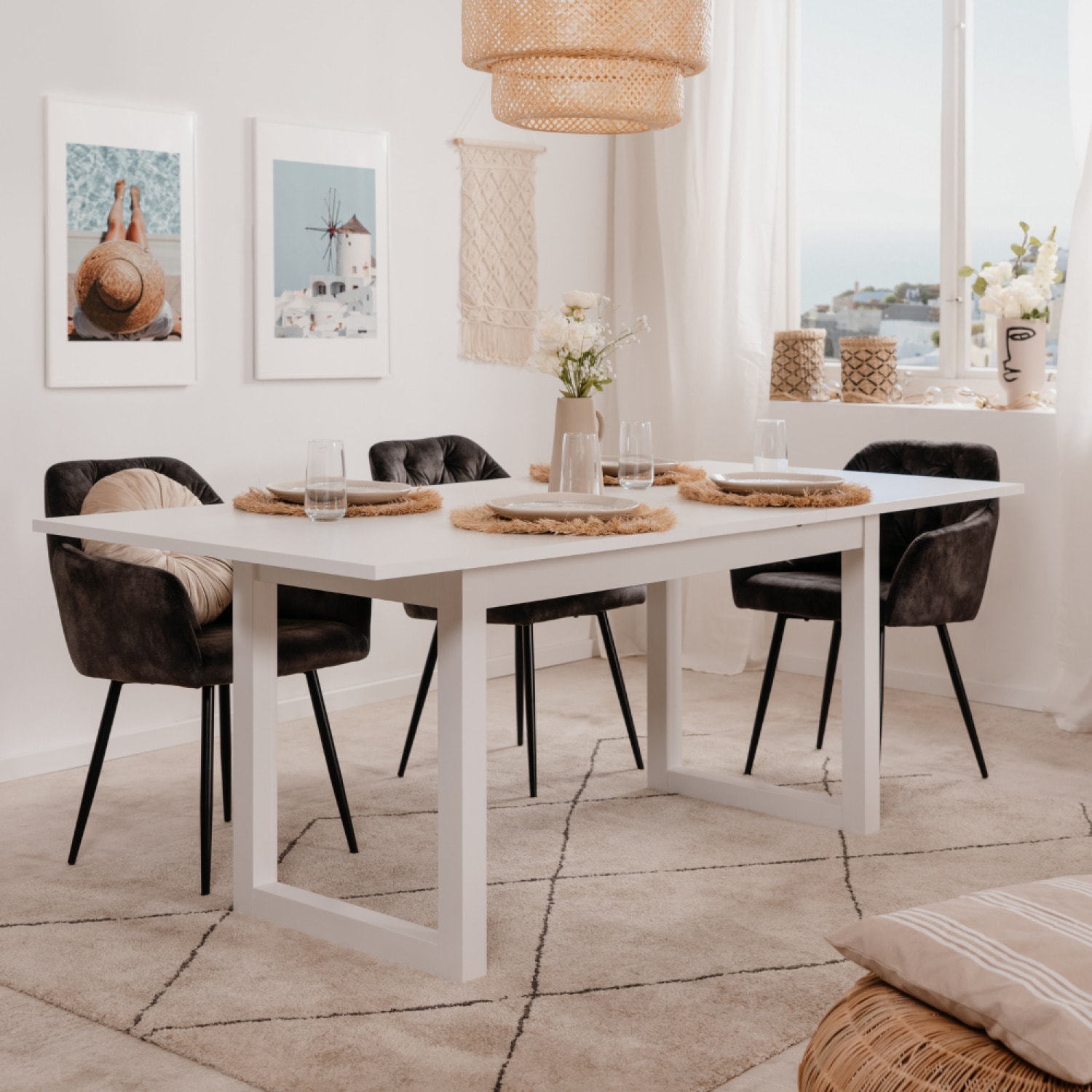 Table à manger industrielle extensible 10 personnes blanche AUTEL