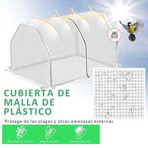 Invernadero de Terraza 100x70x60 cm Vivero Casero Pequeño de Jardín con Cremallera para Cultivos Plantas Flores Marco de Acero Cubierta de PE Blanco