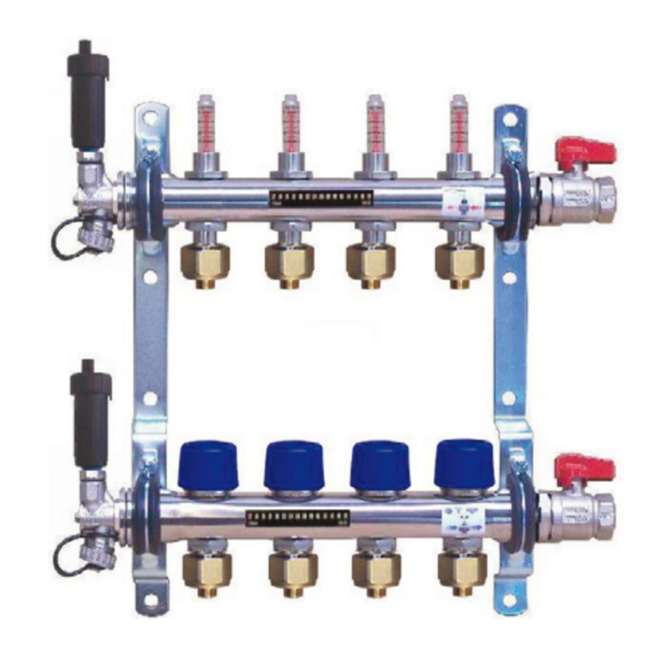 Collecteurs TRA avec débitmètre - 3 départs - Avec 2 thermomètres - 020903