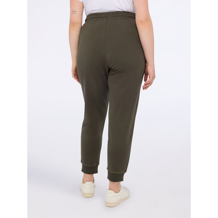 Fiorella Rubino - Joggers in felpa di cotone con coulisse - Verde militare