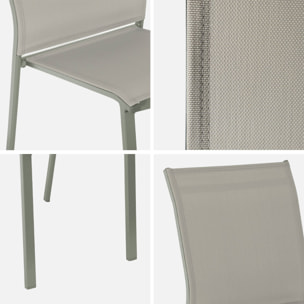 Lot de 2 chaises de jardin CLEVELAND empilables aluminium et textilene kaki. 64.5 x 45.5 x 89.5 cm