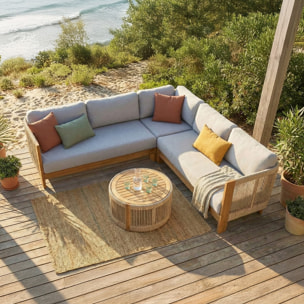 Salon de jardin d'angle 5 places en bois FSC - PRAIA