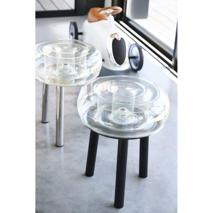 Tabouret aluminium et TPU transparent