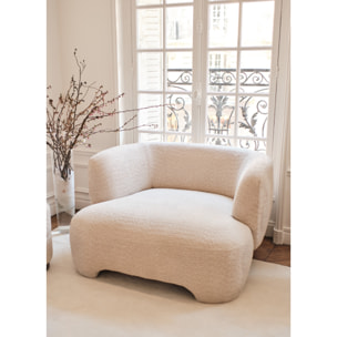 Loveseat Albano - Fauteuil 1,5 place bouclé crème