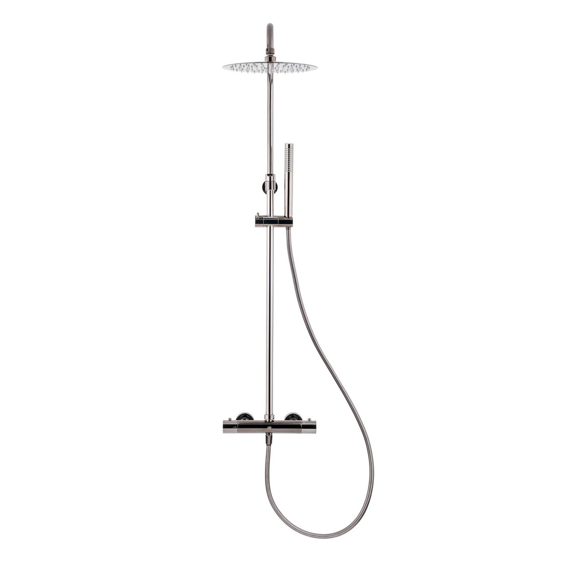 Colonne de douche,  douchette stick Mitigeur thermostatique Barre réglable en hauteur, Gun métal SATDASSTK