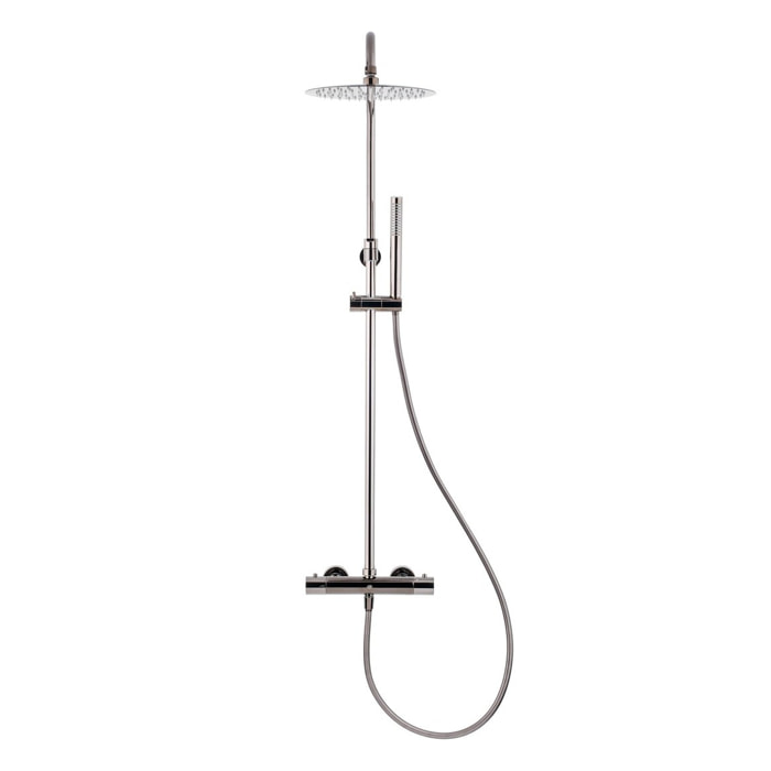 Colonne de douche,  douchette stick Mitigeur thermostatique Barre réglable en hauteur, Gun métal SATDASSTK