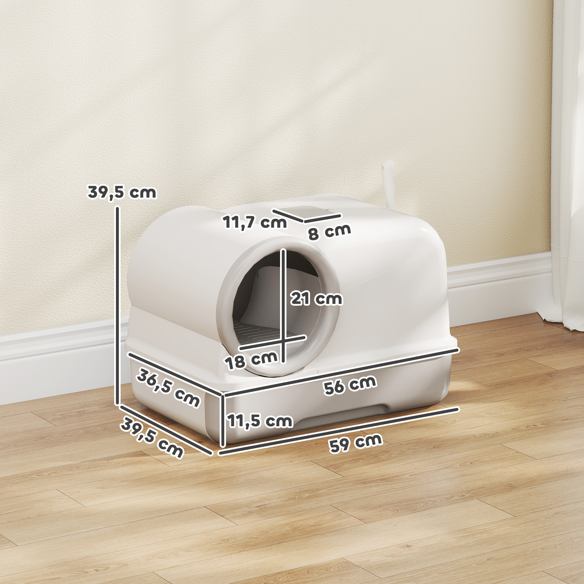 Maison de toilette design capsule bac à litière semi-fermé avec accessoires