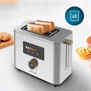 Cecotec Tostadora Vertical 2 Ranuras Cortas Touch&Toast Double 950 W 2 Rebanas d