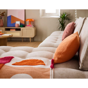 Marisol - canapé d'angle modulable 4 places - velours texturé - Beige