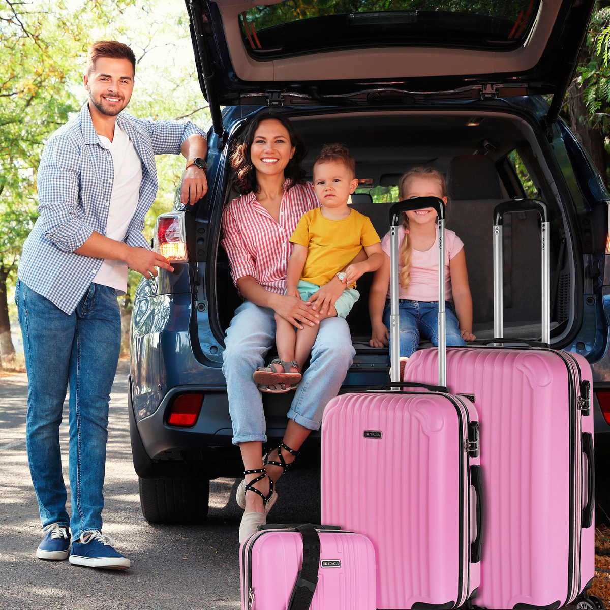 Juego De Maletas Rígidas Abs Itaca Sevron Rosa