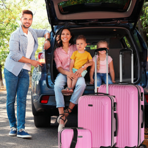 Juego De Maletas Rígidas Abs Itaca Sevron Rosa