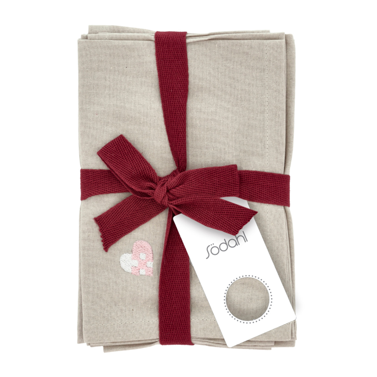 Serviettes en tissu Coeurs de Noël brodés 4 pièces