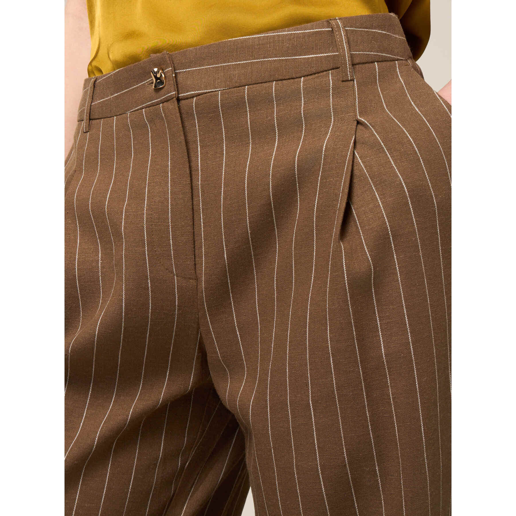 Oltre - Pantalones palazzo mezcla de lino - Verde militare