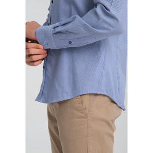Camicia Uomo Botton Down Slim Armaturato Fantasia Avion e Bianco