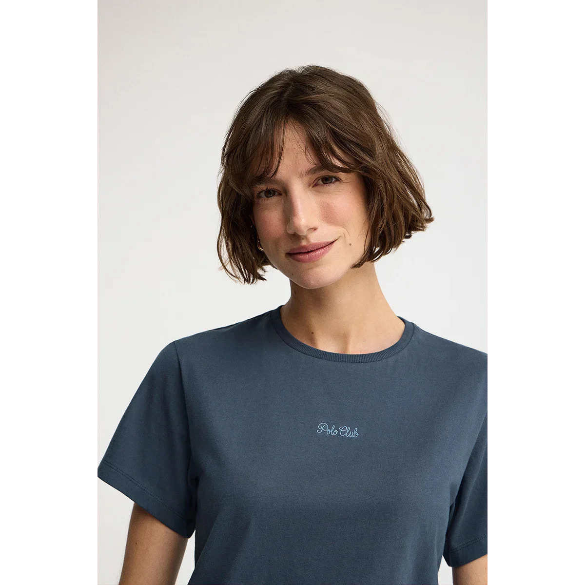Camiseta azul denim de manga corta y corte regular con bordado Polo Club